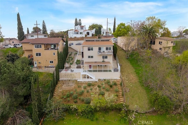 drone / aerial view with a residential view