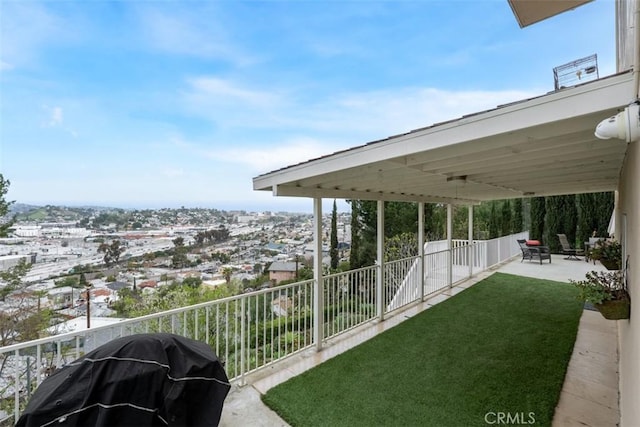 balcony featuring a grill and a patio