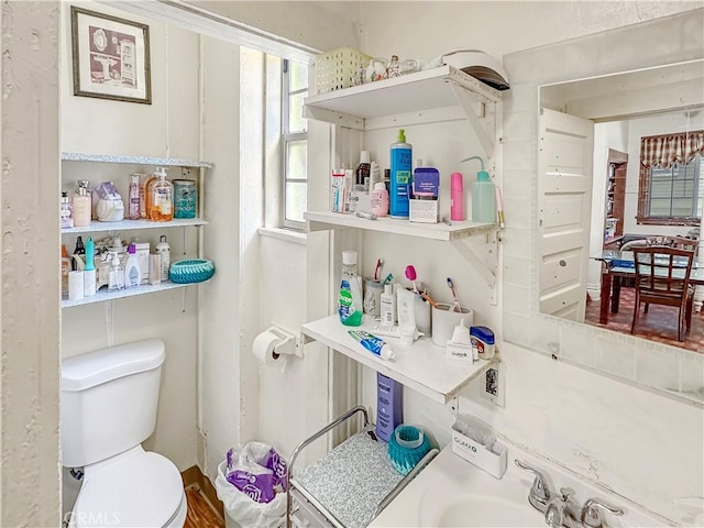 half bathroom featuring toilet and a sink