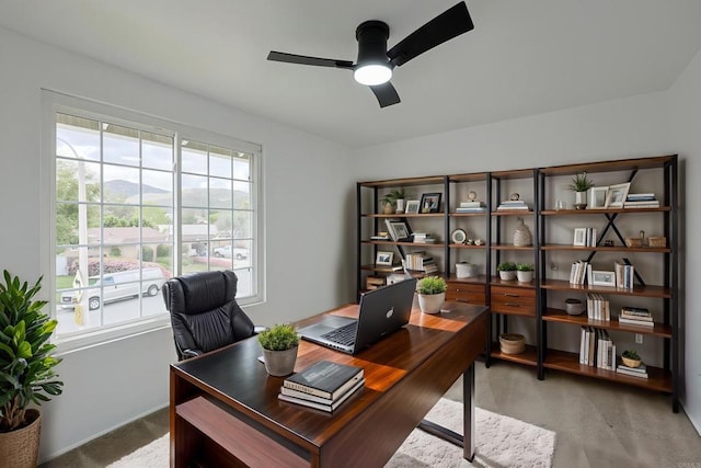 home office featuring ceiling fan