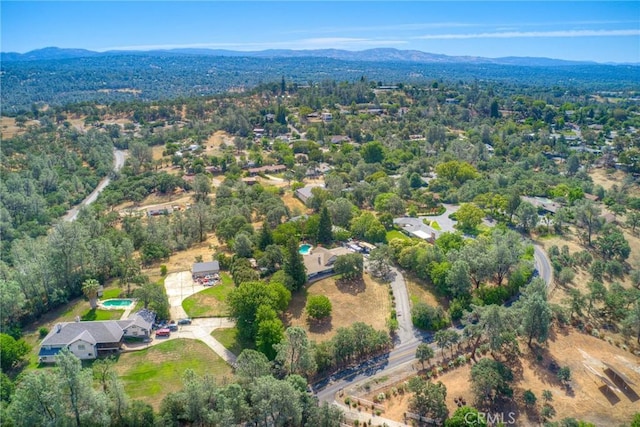birds eye view of property with a mountain view