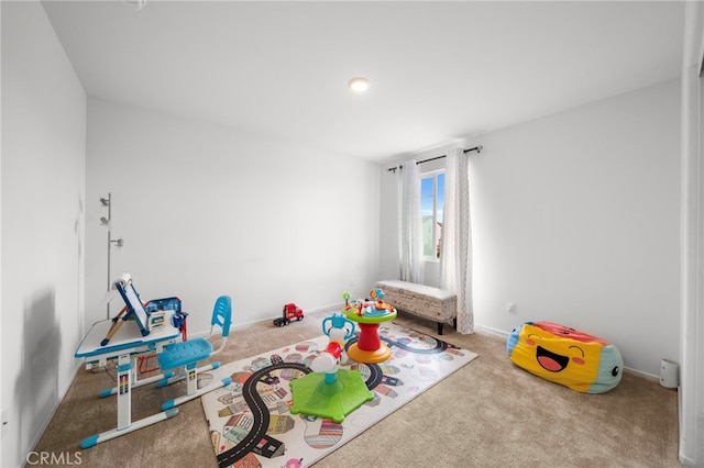 game room with carpet flooring