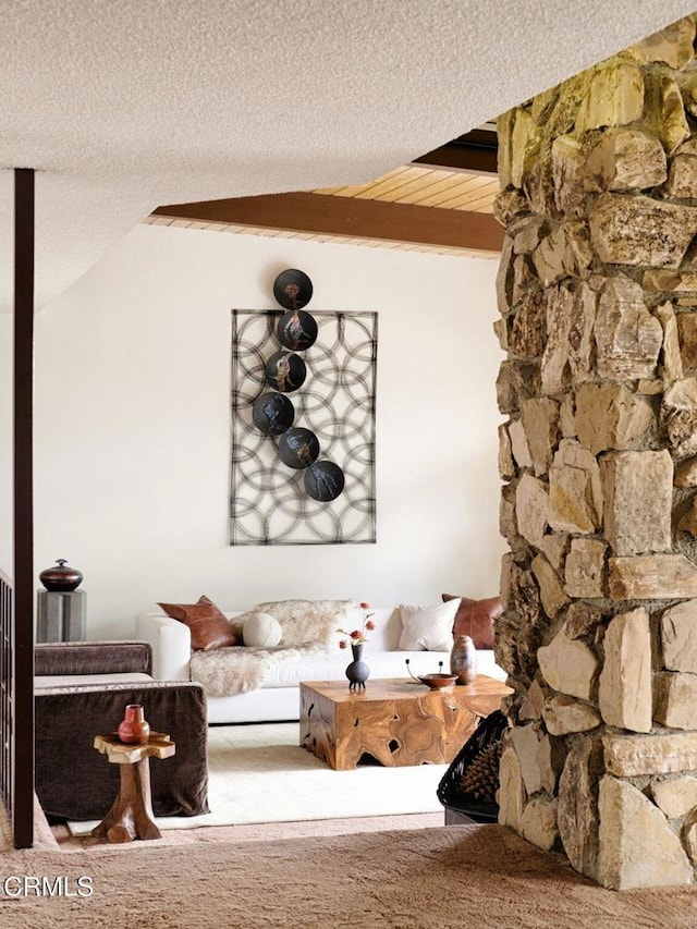 interior space with a textured ceiling