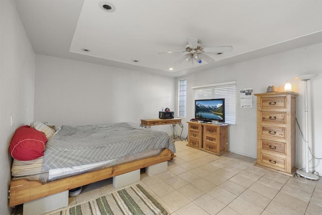 3168 Florine Dr, Lemon Grove, CA 91945 - bedroom featuring light tile patterned floors, ceiling fan, and recessed lighting
