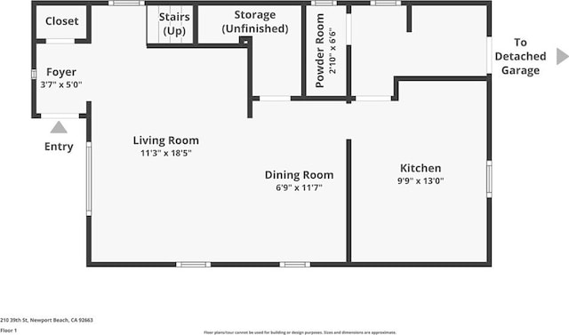 210 39th St, Newport Beach, CA 92663 - floor plan / room layout