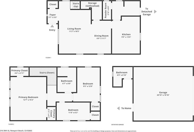 210 39th St, Newport Beach, CA 92663 - room layout