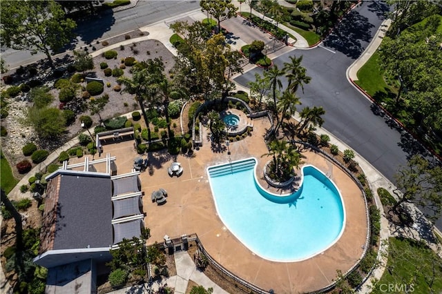 2003 Springcreek Cir, Upland, CA 91784 - aerial view of property and surrounding area featuring a pool