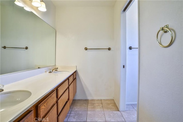 2003 Springcreek Cir, Upland, CA 91784 - full bathroom with double vanity, tile patterned flooring, and baseboards