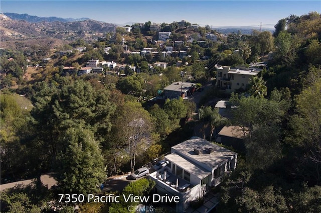 bird's eye view with a mountain view