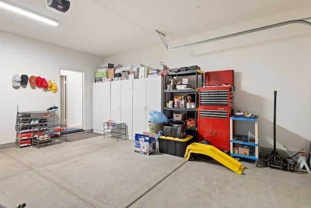 garage with a garage door opener
