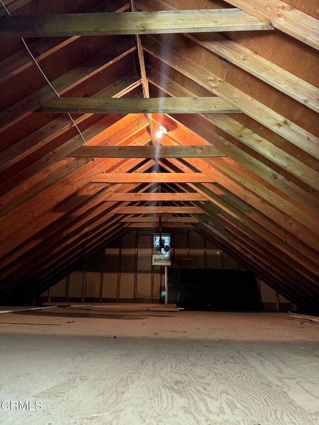 view of unfinished attic