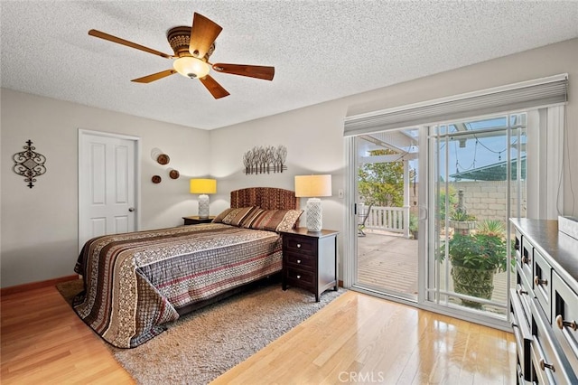 20140 Bouma Ct, Cerritos, CA 90703 - bedroom featuring access to exterior, wood finished floors, a textured ceiling, ceiling fan, and baseboards