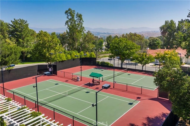 24118 Saint Moritz Dr, Valencia, CA 91355 - view of tennis court featuring community basketball court and a mountain view