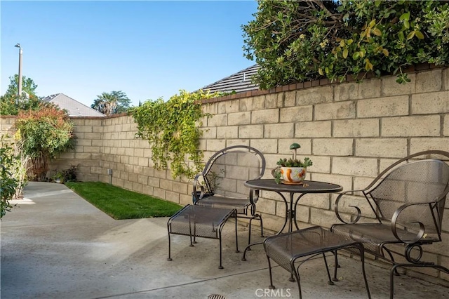 view of patio / terrace featuring a fenced backyard