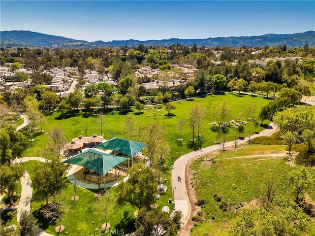 drone / aerial view with a mountain view