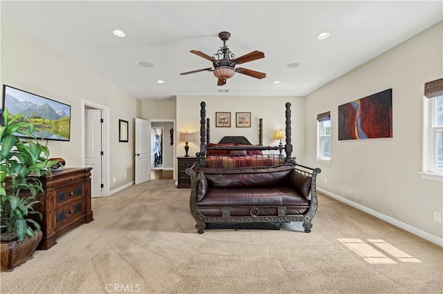 18181 Lost Creek Rd, Saugus, CA 91390 - carpeted bedroom featuring recessed lighting, baseboards, and a ceiling fan