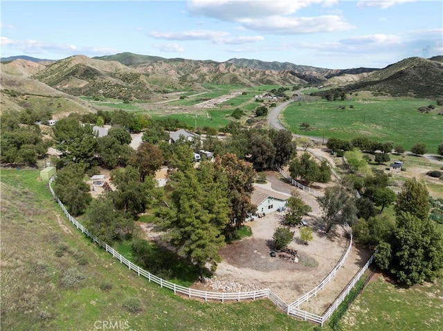 drone / aerial view with a rural view and a mountain view