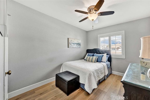 9 Las Piedras, Rancho Santa Margarita, CA 92688 - bedroom with light wood-style flooring, baseboards, and ceiling fan