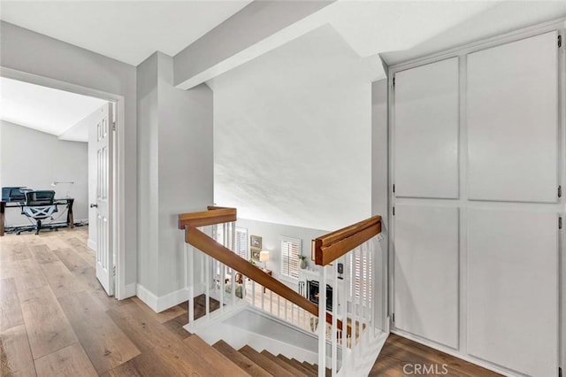 9 Las Piedras, Rancho Santa Margarita, CA 92688 - stairs with baseboards and wood finished floors