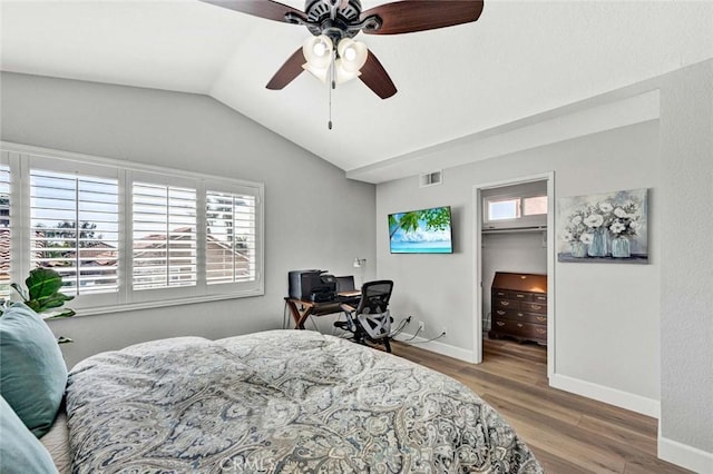9 Las Piedras, Rancho Santa Margarita, CA 92688 - bedroom with multiple windows, lofted ceiling, visible vents, and wood finished floors