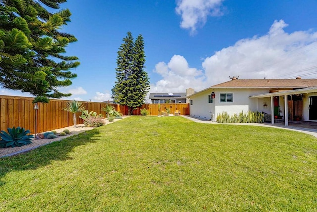 view of yard featuring a fenced backyard