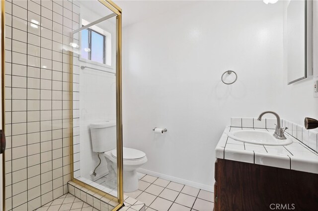 27955 Gallina, Mission Viejo, CA 92692 - full bath featuring vanity, a stall shower, and tile patterned floors
