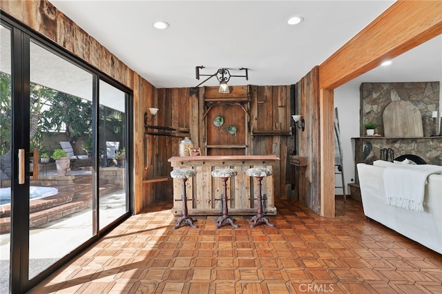 27955 Gallina, Mission Viejo, CA 92692 - indoor dry bar with wood walls and recessed lighting
