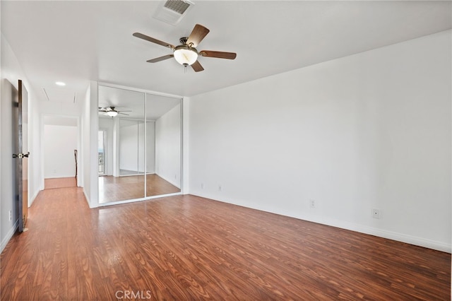 27955 Gallina, Mission Viejo, CA 92692 - unfurnished bedroom featuring attic access, wood finished floors, a closet, and a ceiling fan