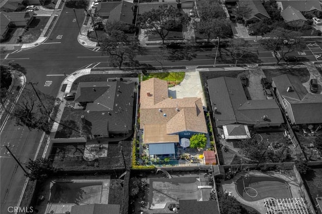 bird's eye view with a residential view