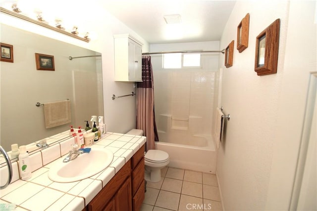 17255 Donert St, Hesperia, CA 92345 - bathroom featuring shower / bath combo, tile patterned floors, toilet, and vanity