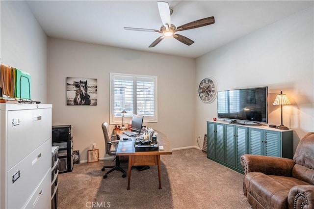 28340 Memory Ln, Winchester, CA 92596 - home office with carpet floors, a ceiling fan, and baseboards