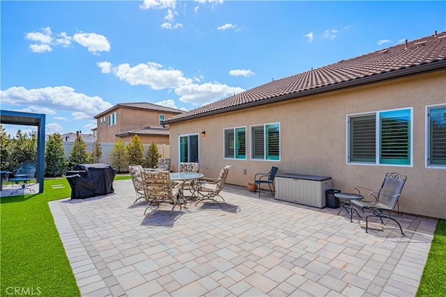 28340 Memory Ln, Winchester, CA 92596 - view of patio featuring fence, outdoor dining area, and area for grilling