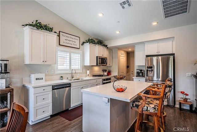 28340 Memory Ln, Winchester, CA 92596 - kitchen with dark wood finished floors, appliances with stainless steel finishes, a sink, and visible vents