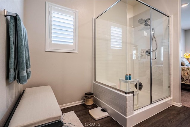 28340 Memory Ln, Winchester, CA 92596 - full bath with wood finished floors and a stall shower
