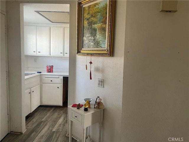 2168 Biscayne, Costa Mesa, CA 92627 - interior space featuring white cabinets, light countertops, and dark wood-style flooring
