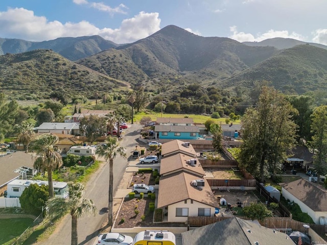 bird's eye view with a mountain view