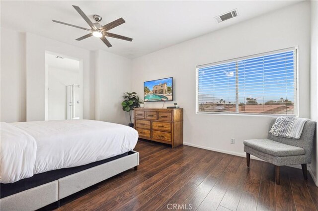 43475 Brahea Ct, Indio, CA 92201 - bedroom featuring hardwood / wood-style flooring, baseboards, and a ceiling fan
