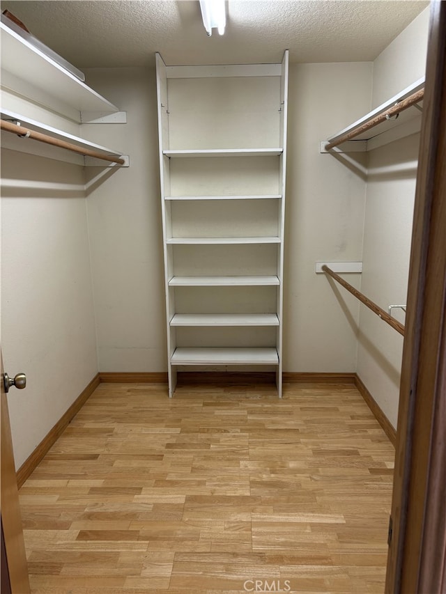 walk in closet featuring light wood-style flooring