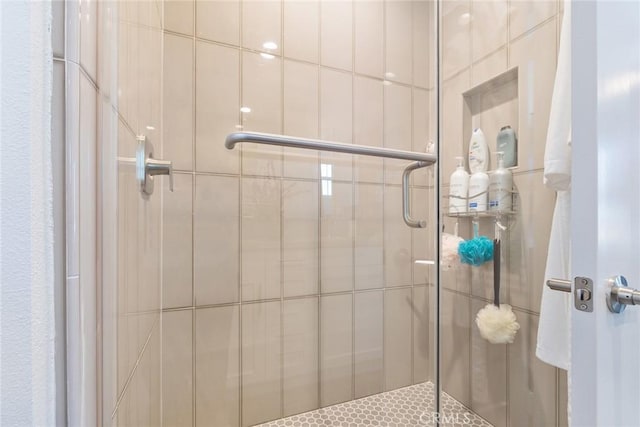 bathroom with a shower stall
