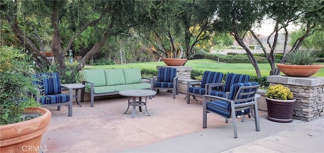 view of patio / terrace with an outdoor living space