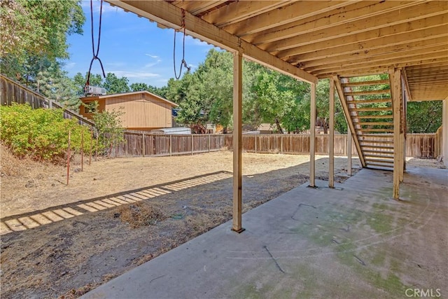 7650 Cristobal Ave, Atascadero, CA 93422 - fenced backyard featuring stairs and a patio area
