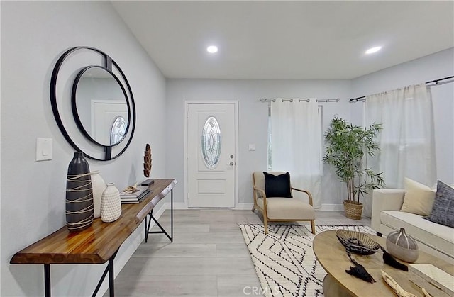 805 Earlham St, Pasadena, CA 91101 - foyer featuring light wood finished floors, baseboards, and recessed lighting