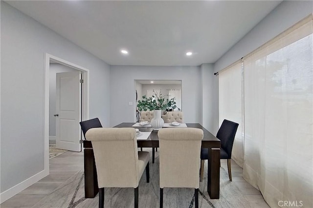 805 Earlham St, Pasadena, CA 91101 - dining space with baseboards, recessed lighting, and light wood-type flooring
