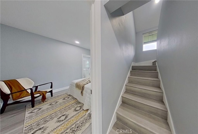 805 Earlham St, Pasadena, CA 91101 - stairs with baseboards and wood finished floors