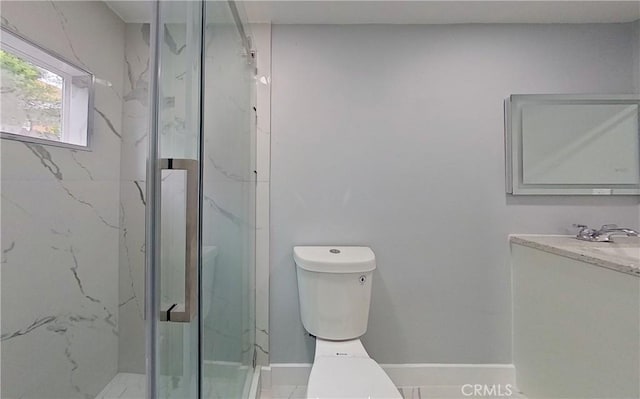 805 Earlham St, Pasadena, CA 91101 - bathroom featuring toilet, vanity, and a marble finish shower