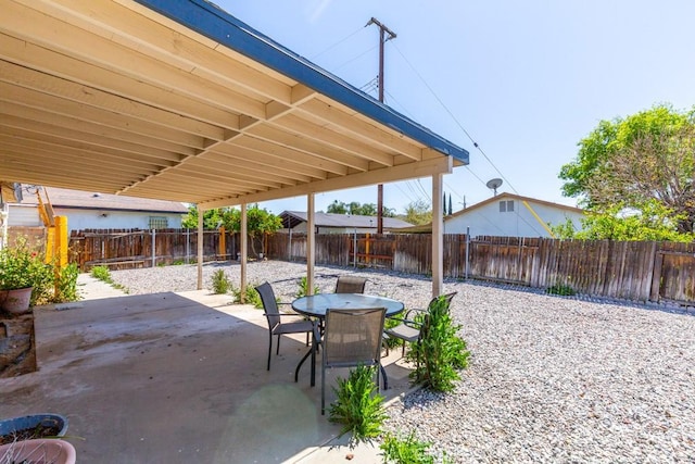 view of patio / terrace featuring outdoor dining space and a fenced backyard