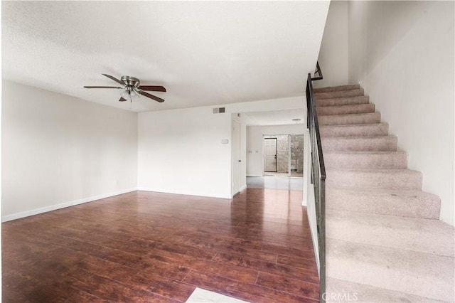 19231 Sherman Way Unit 44, Reseda, CA 91335 - interior space with a textured ceiling, visible vents, baseboards, ceiling fan, and wood finished floors