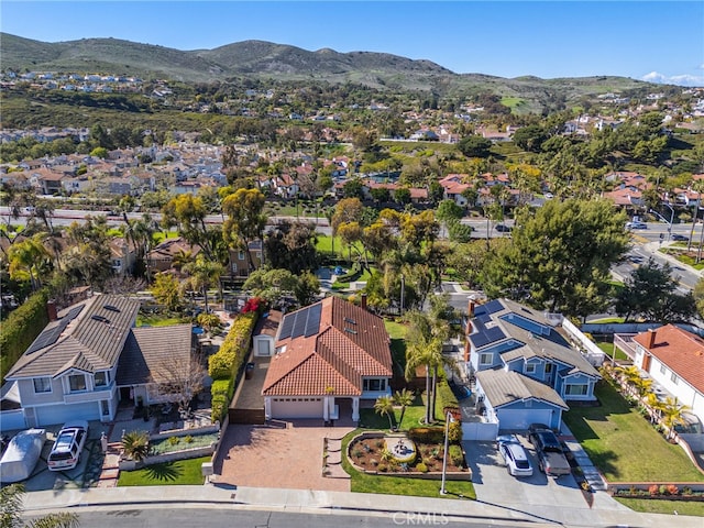 aerial view with a residential view and a mountain view