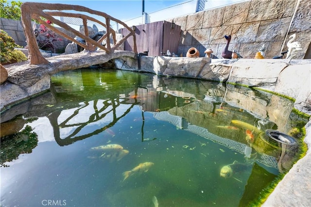 details featuring a garden pond