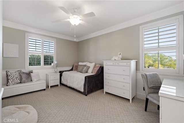 38925 Cherry Point Ln, Murrieta, CA 92563 - bedroom with crown molding, multiple windows, and light carpet